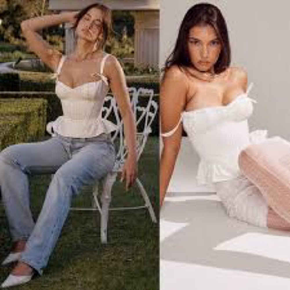 House of CB White Corset Peplum Top